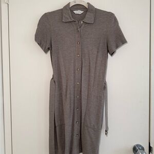 Club Monaco Button Polo Shirt Dress in Taupe